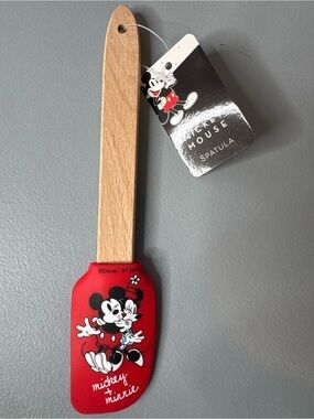 Disney Red Mickey & Minnie Silicone Spatula with Wooden Handle hugging kiss love